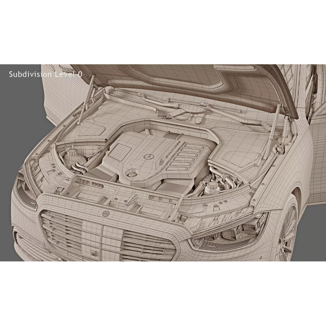 2021 Mercedes-Benz S-Class Short 3D Model – High Poly Game Asset, FBX, OBJ - View 24