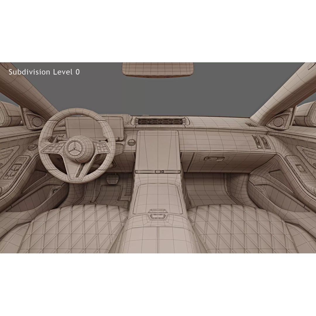2021 Mercedes-Benz S-Class Short 3D Model – High Poly Game Asset, FBX, OBJ - View 25