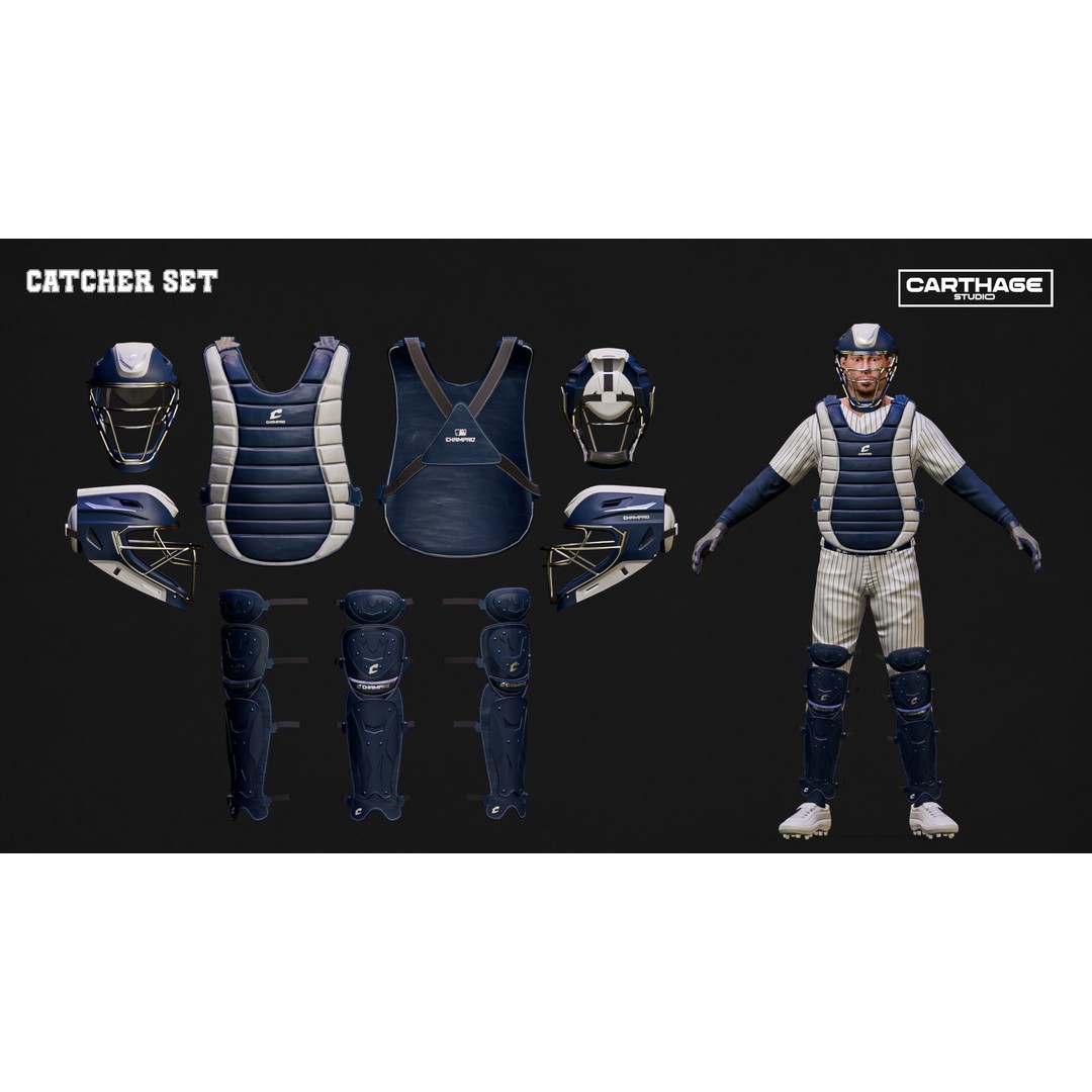 New York Yankees Character 3D Model – Low Poly Rigged Baseball Player - View 4