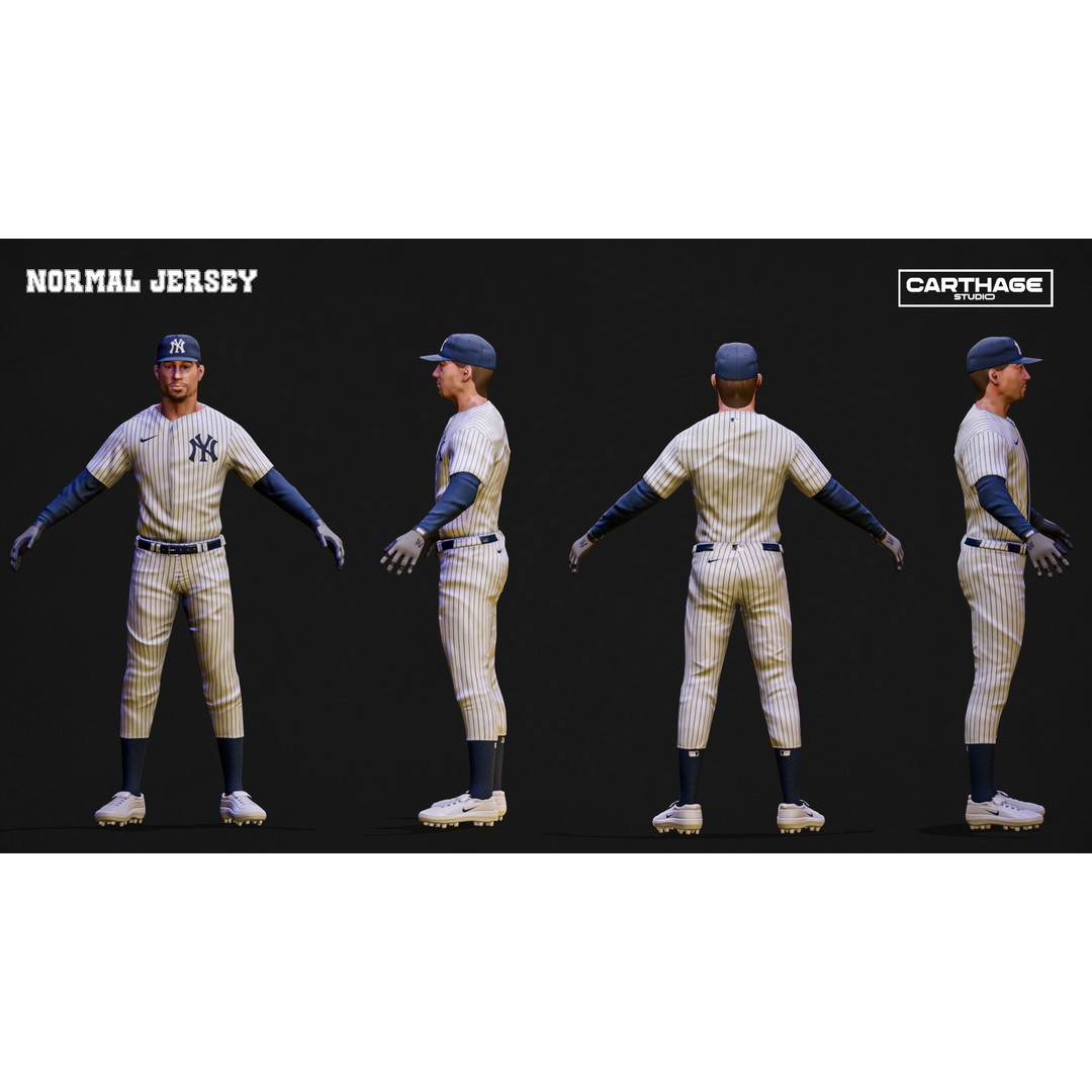 New York Yankees Character 3D Model – Low Poly Rigged Baseball Player - View 6