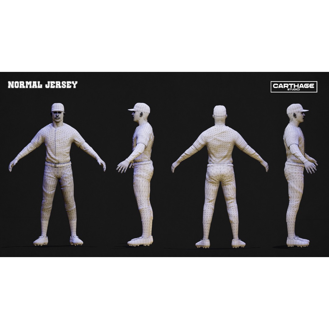 New York Yankees Character 3D Model – Low Poly Rigged Baseball Player - View 8
