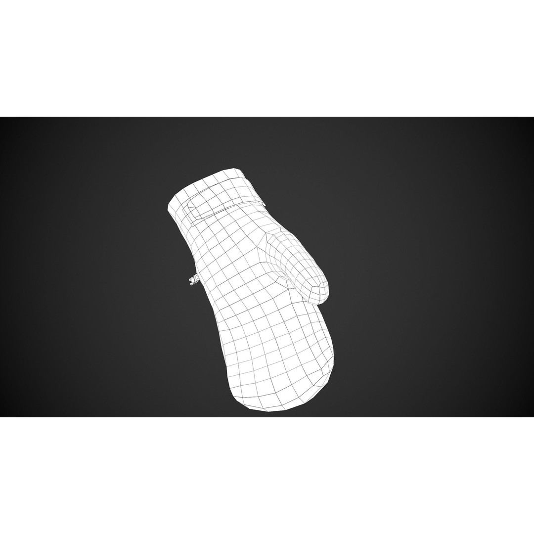 Full Black Snowboard Gloves 3D Model – Low Poly PBR Asset, FBX, OBJ