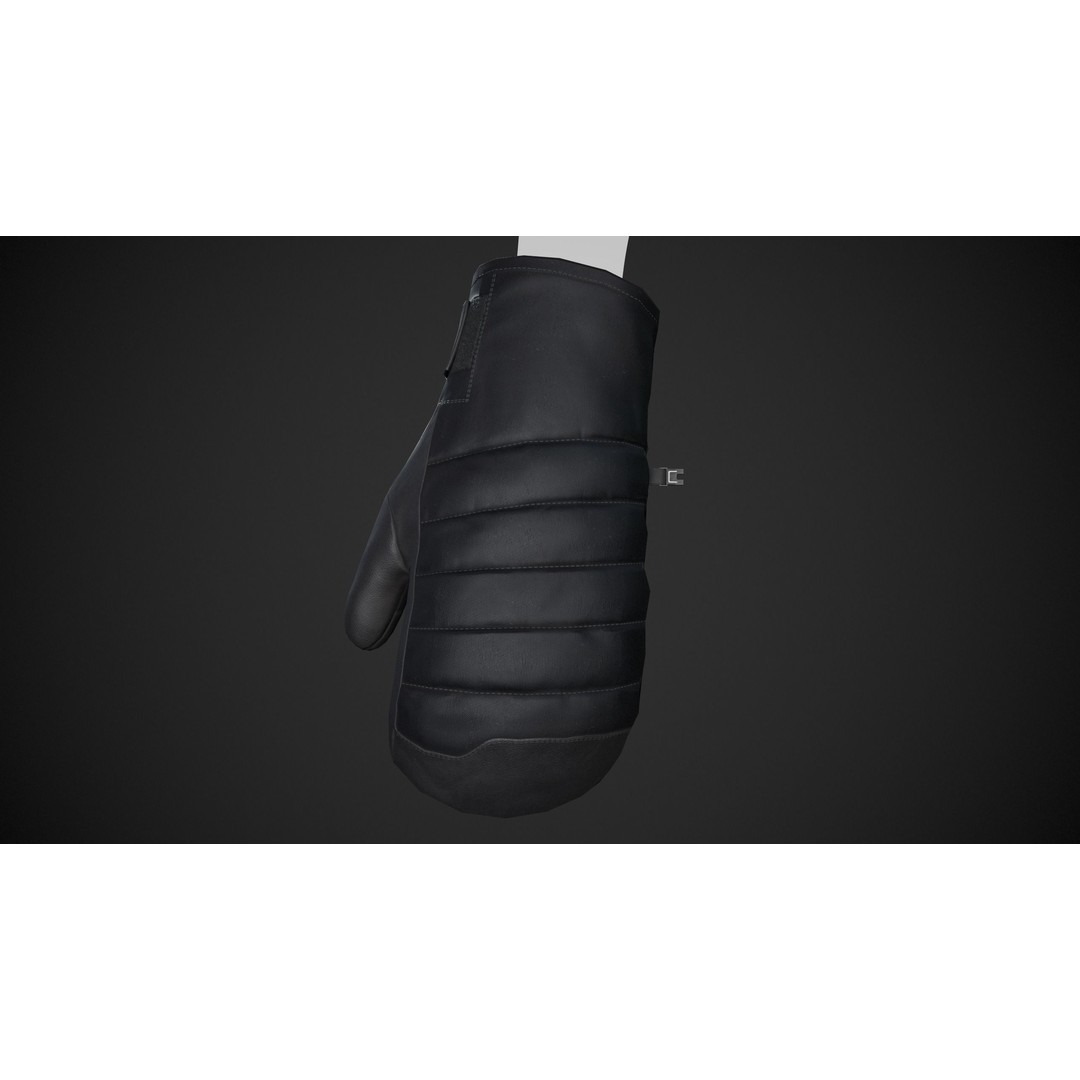 Full Black Snowboard Gloves 3D Model – Low Poly PBR Asset, FBX, OBJ - View 13