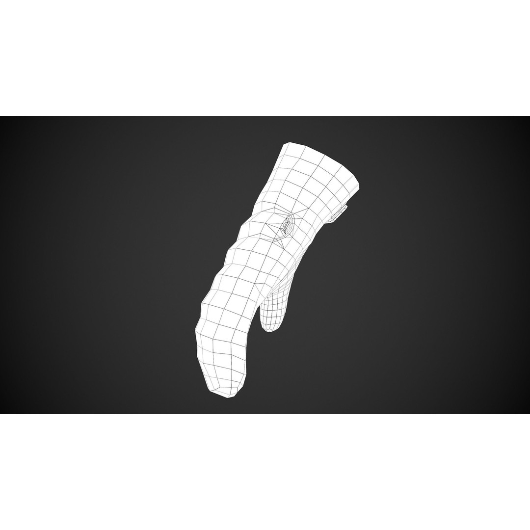 Full Black Snowboard Gloves 3D Model – Low Poly PBR Asset, FBX, OBJ - View 17