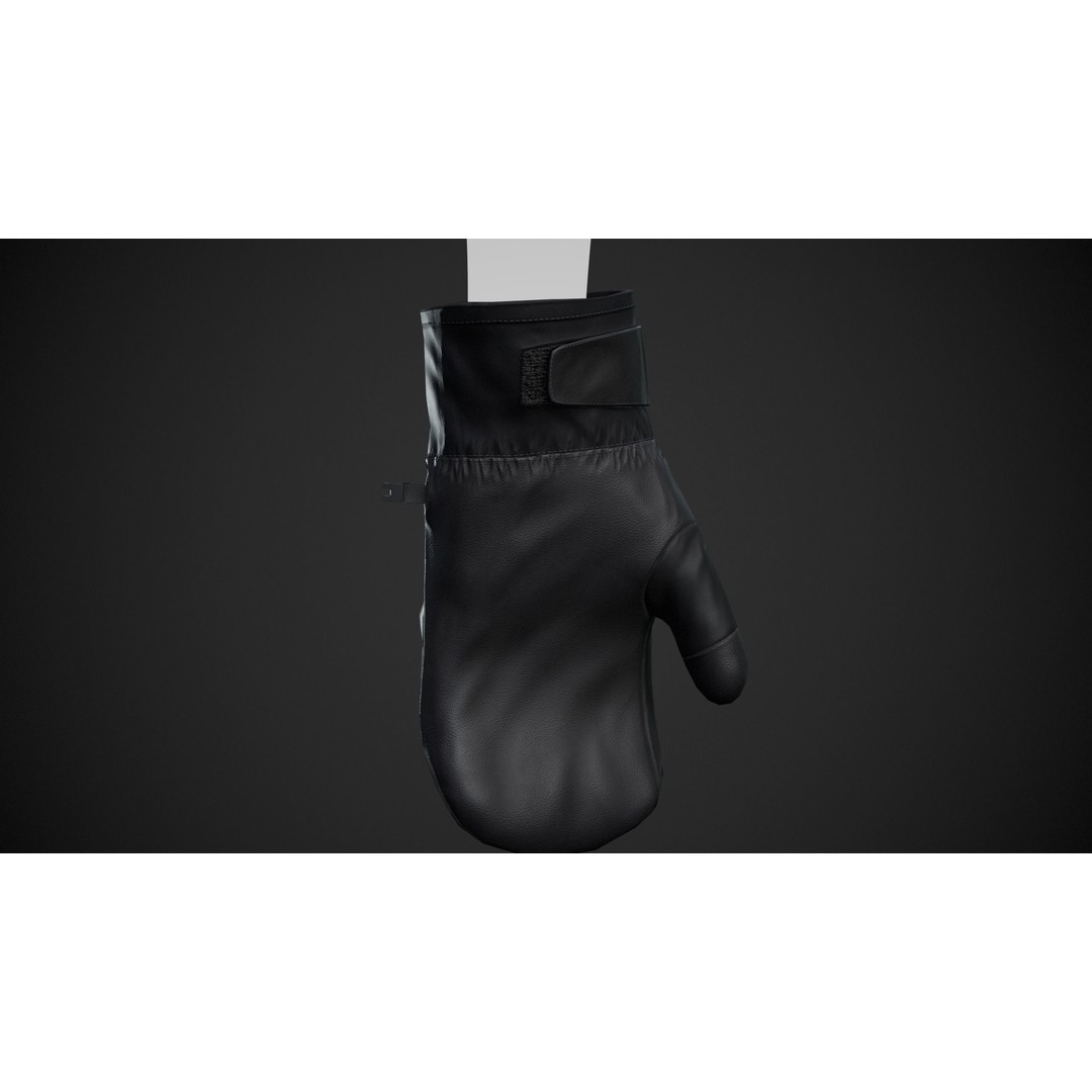 Full Black Snowboard Gloves 3D Model – Low Poly PBR Asset, FBX, OBJ - View 5