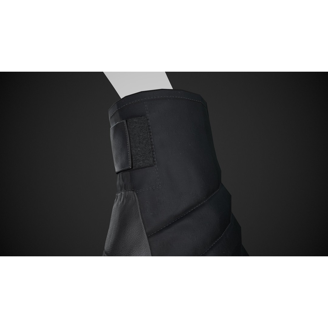 Full Black Snowboard Gloves 3D Model – Low Poly PBR Asset, FBX, OBJ - View 7