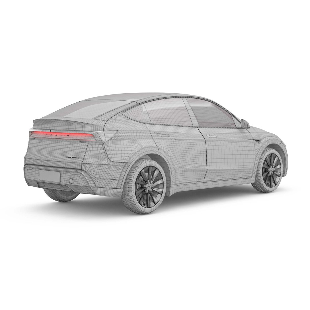 2025 Tesla Model Y 3D Model – SUV Game-Ready Asset, FBX, OBJ