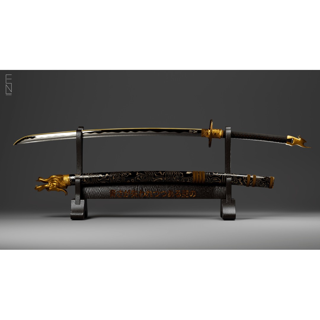 Eiki Katana 3D Model – Low Poly Game Ready Sword, FBX, PBR Textures - View 11