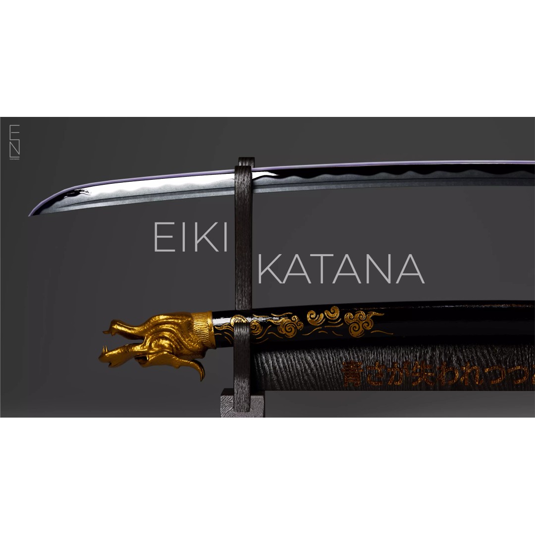 Eiki Katana 3D Model – Low Poly Game Ready Sword, FBX, PBR Textures - View 2