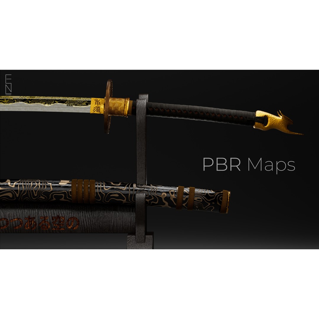 Eiki Katana 3D Model – Low Poly Game Ready Sword, FBX, PBR Textures - View 5