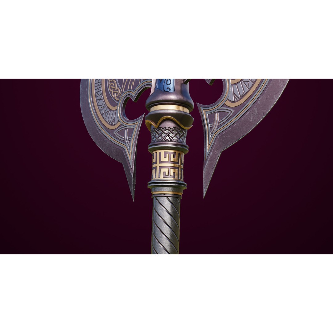 Battle Axe 3D Model – Low Poly PBR Weapon for Games, FBX - View 10
