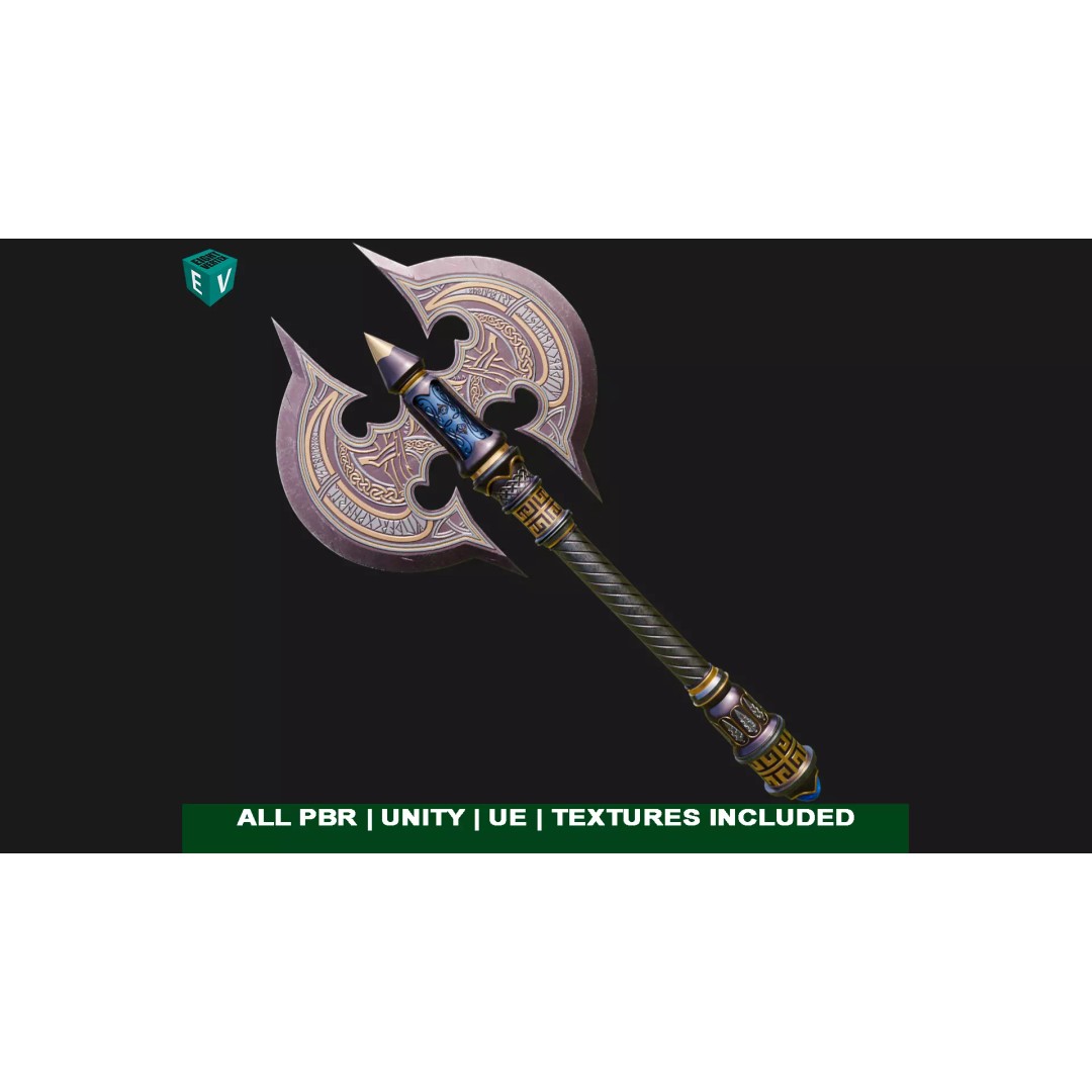Battle Axe 3D Model – Low Poly PBR Weapon for Games, FBX - View 2
