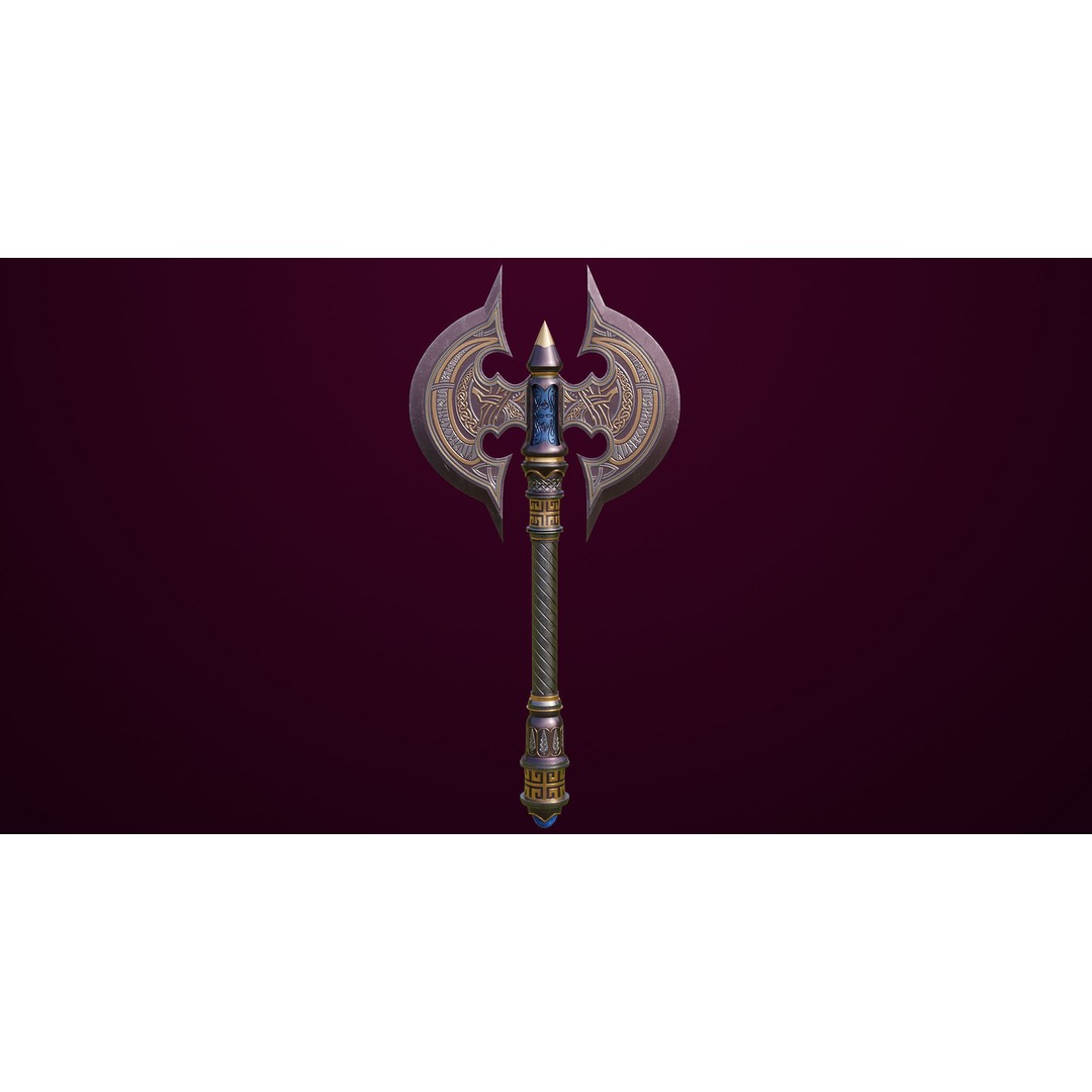 Battle Axe 3D Model – Low Poly PBR Weapon for Games, FBX - View 3