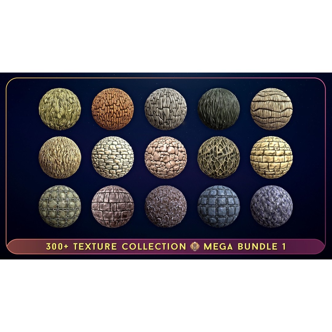300 Hand Painted Textures 3D Model – Mega Bundle, PBR Ready, PNG - View 10