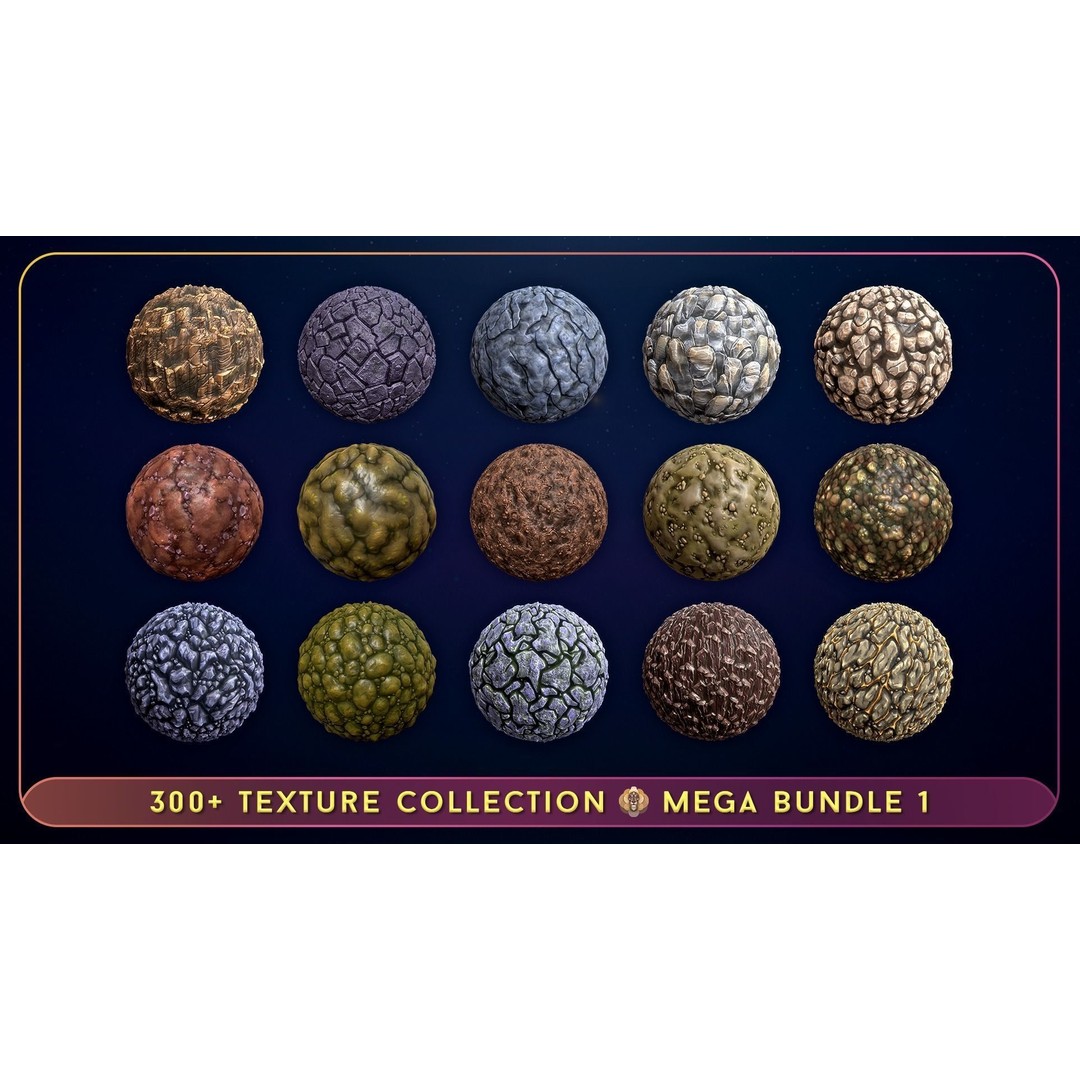 300 Hand Painted Textures 3D Model – Mega Bundle, PBR Ready, PNG - View 12