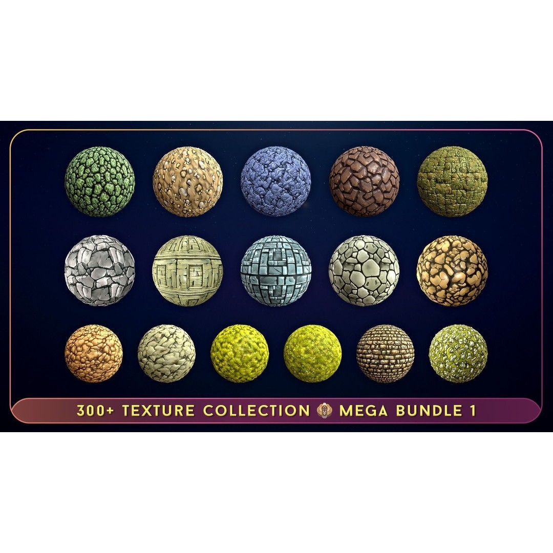 300 Hand Painted Textures 3D Model – Mega Bundle, PBR Ready, PNG - View 18