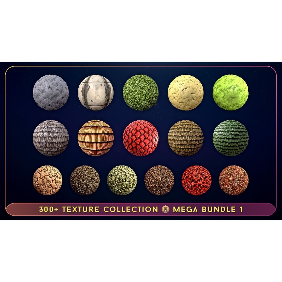 300 Hand Painted Textures 3D Model – Mega Bundle, PBR Ready, PNG - View 19