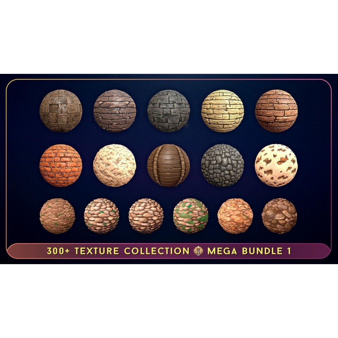 300 Hand Painted Textures 3D Model – Mega Bundle, PBR Ready, PNG - View 4