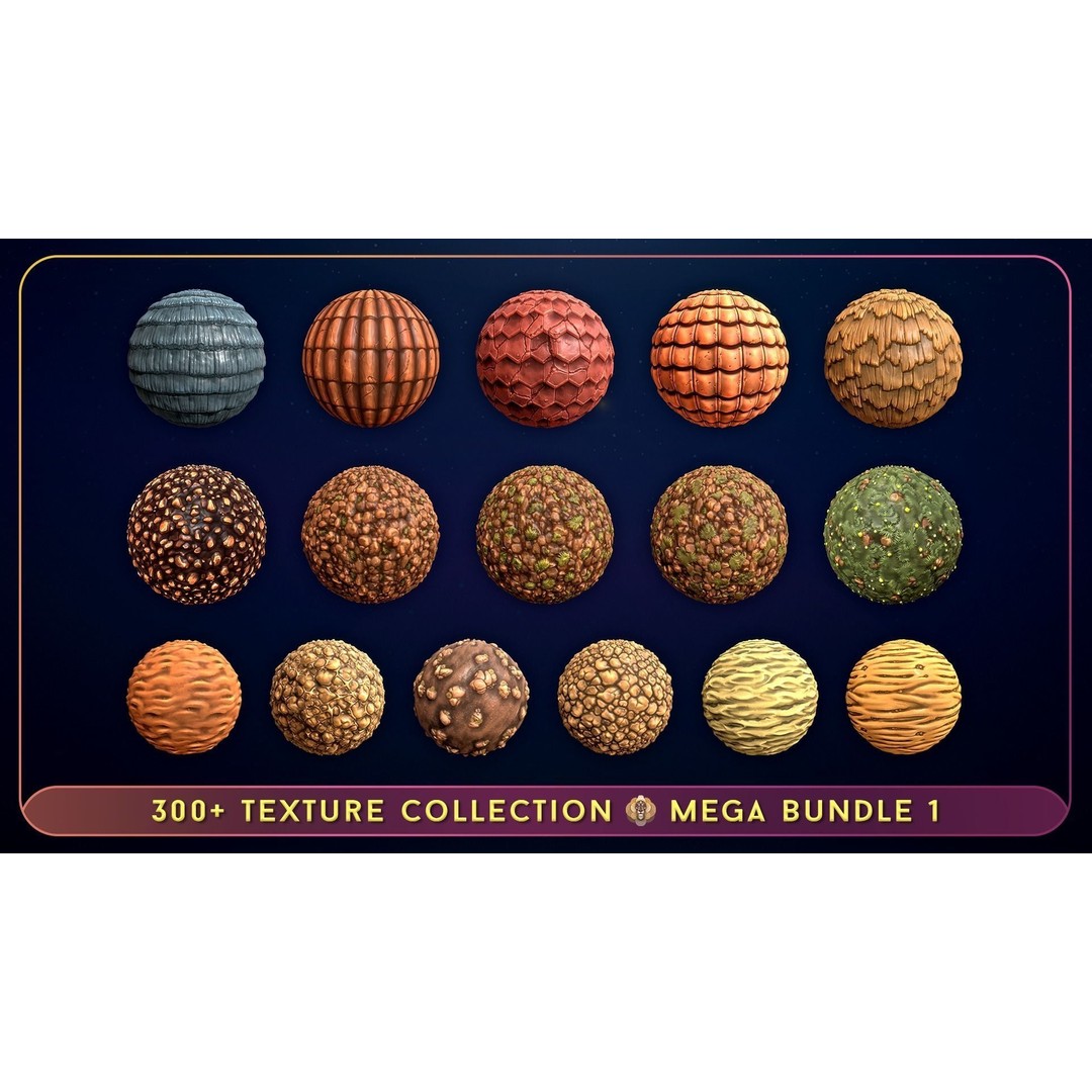 300 Hand Painted Textures 3D Model – Mega Bundle, PBR Ready, PNG - View 5