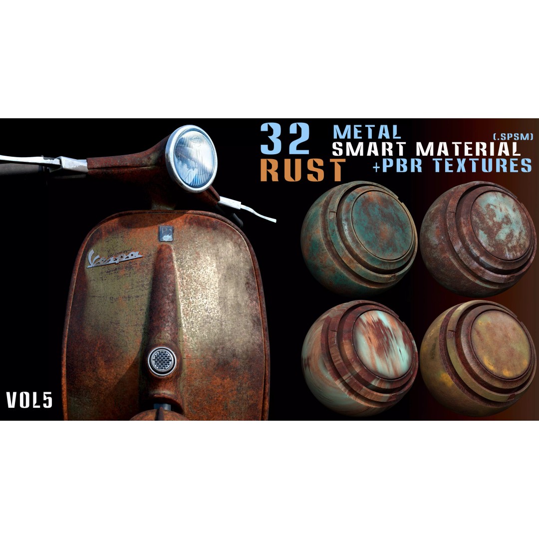 Rust Metal Smart Material 3D Model – 32 High-Quality PBR Textures, Blender - View 2