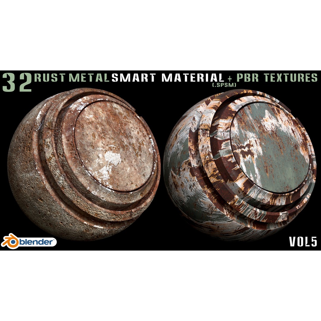 Rust Metal Smart Material 3D Model – 32 High-Quality PBR Textures, Blender - View 4
