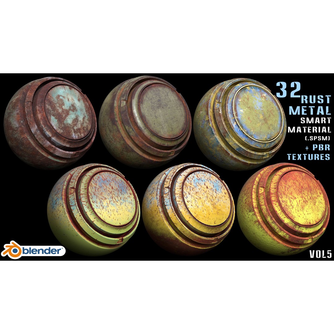Rust Metal Smart Material 3D Model – 32 High-Quality PBR Textures, Blender - View 5