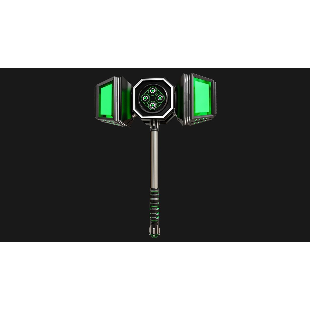 Sci-Fi Hammer09 3D Model – Low Poly Game Asset with PBR Textures - View 3