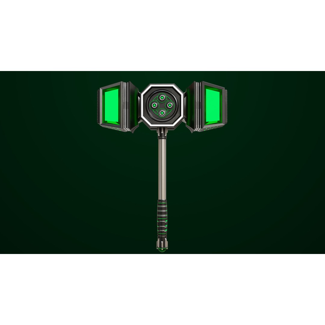 Sci-Fi Hammer09 3D Model – Low Poly Game Asset with PBR Textures - View 4