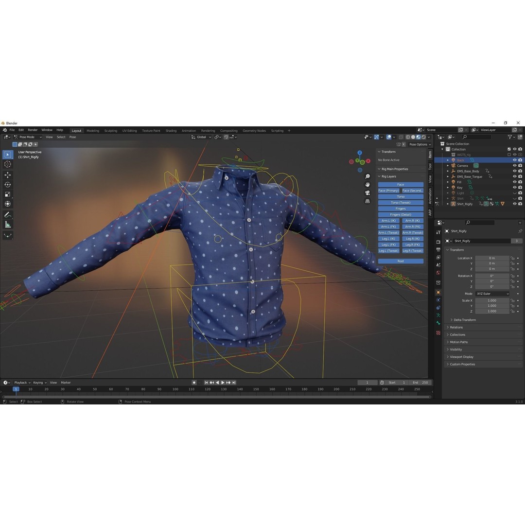 Classic Shirt 3D Model – Realistic Low-Poly Rigged Asset, FBX - View 14