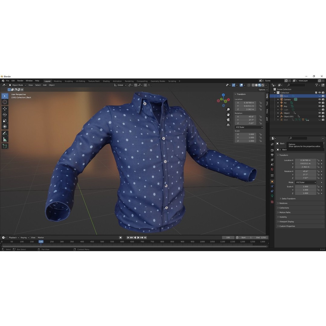 Classic Shirt 3D Model – Realistic Low-Poly Rigged Asset, FBX - View 15