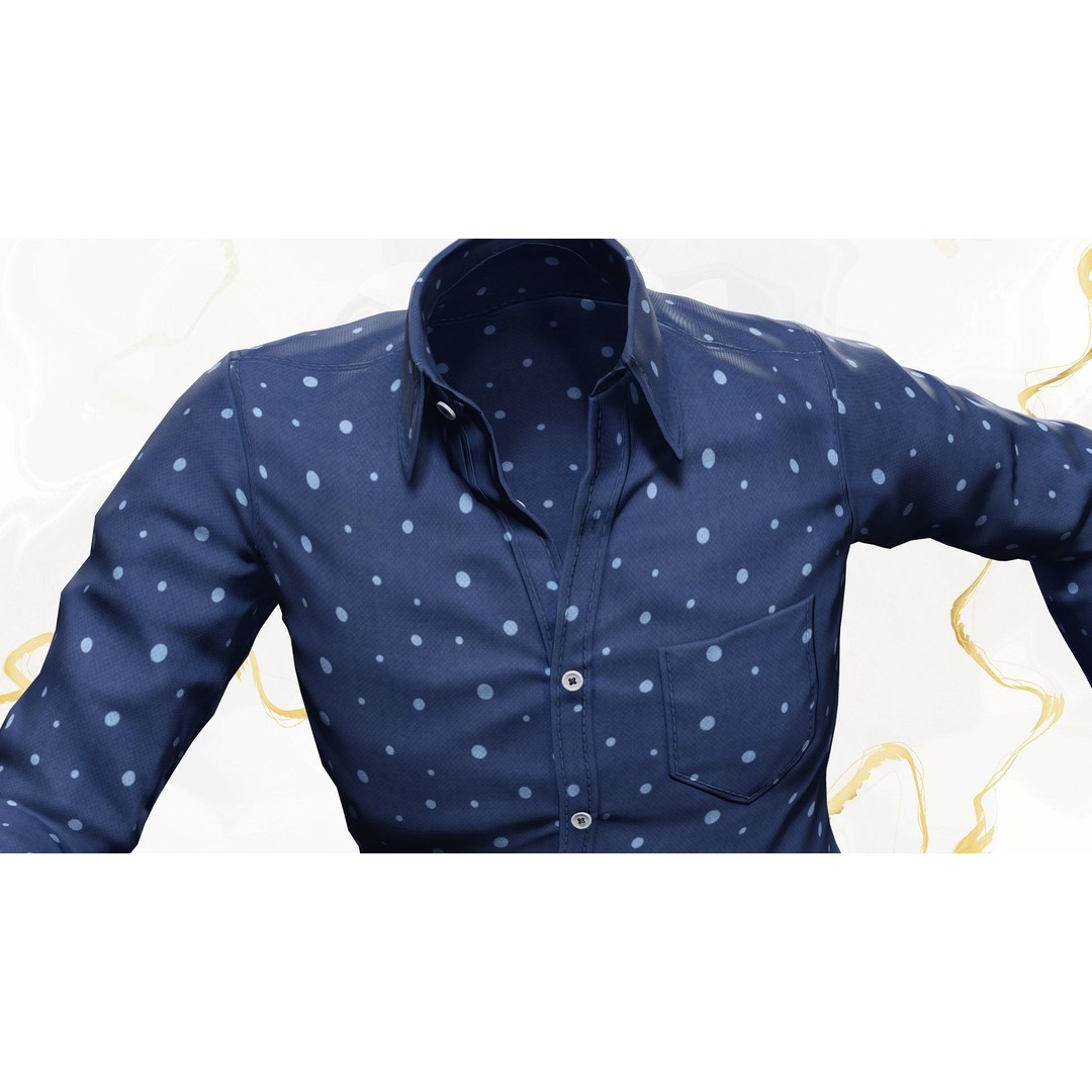 Classic Shirt 3D Model – Realistic Low-Poly Rigged Asset, FBX - View 3