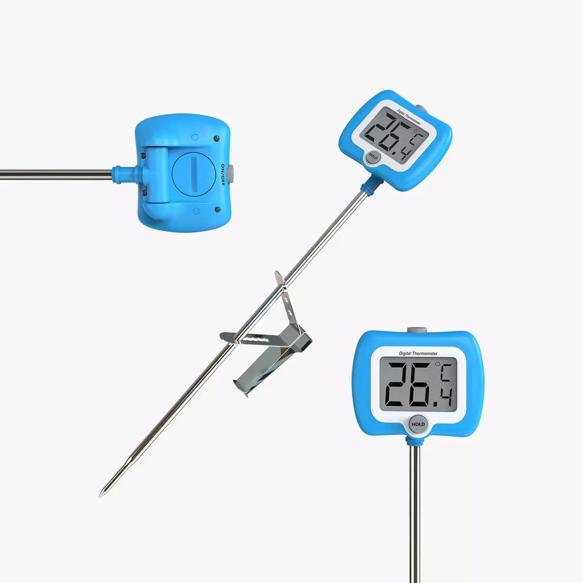Digital Candy Thermometer - Low-Poly Game-Ready 3D Model - View 2