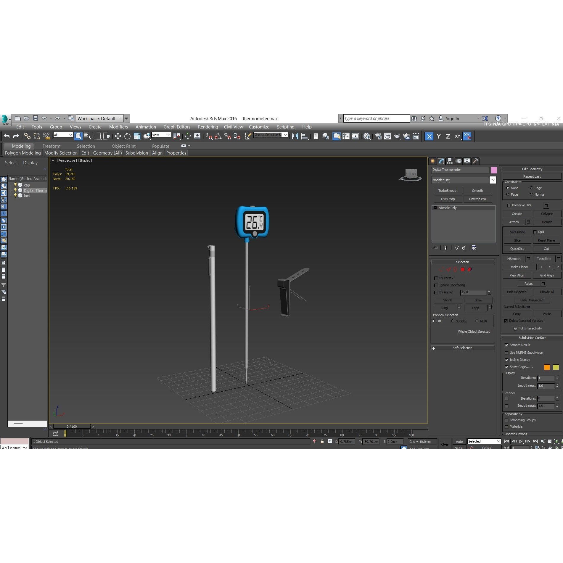 Digital Candy Thermometer - Low-Poly Game-Ready 3D Model - View 25