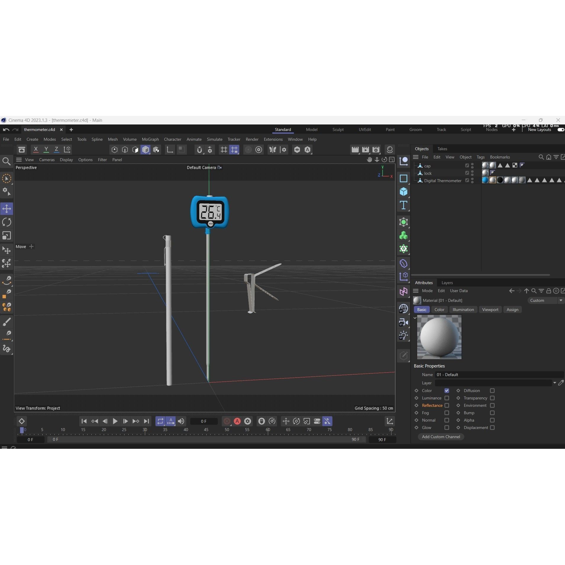 Digital Candy Thermometer - Low-Poly Game-Ready 3D Model - View 26