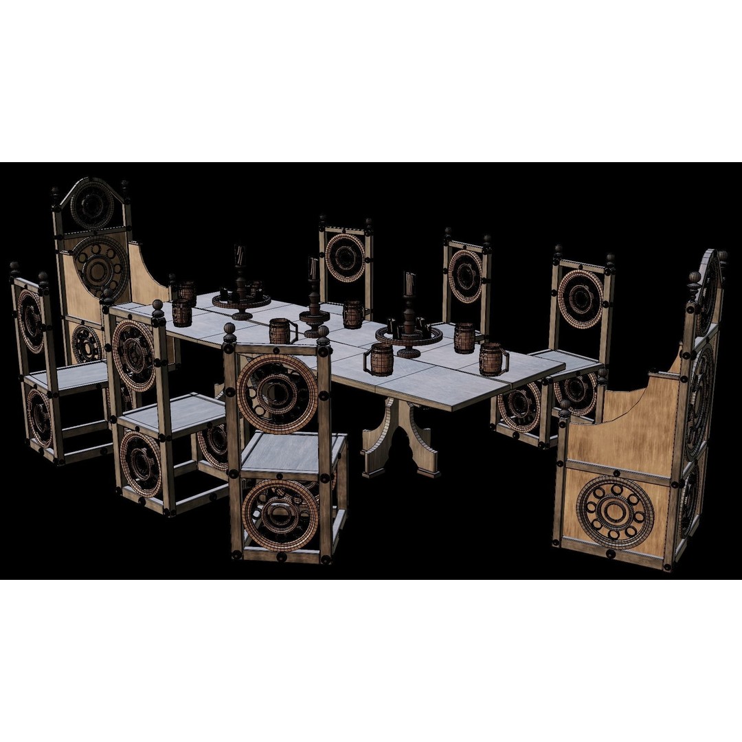 Wood Furniture 3D Model – PBR Low Poly Game Ready, FBX, OBJ, Blender