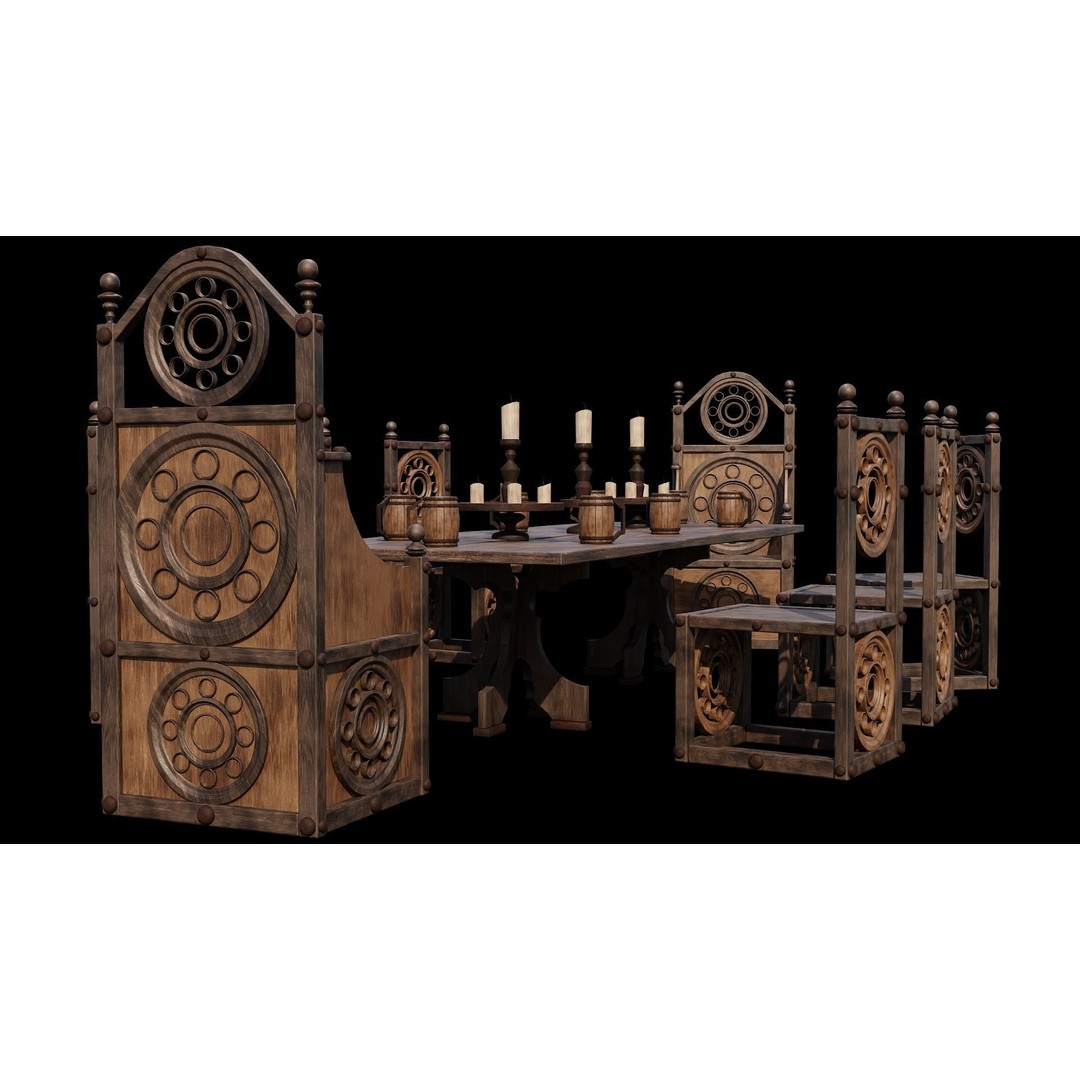 Wood Furniture 3D Model – PBR Low Poly Game Ready, FBX, OBJ, Blender - View 10