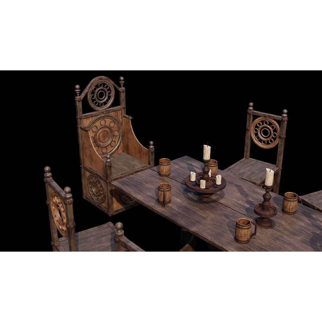 Wood Furniture 3D Model – PBR Low Poly Game Ready, FBX, OBJ, Blender - View 15
