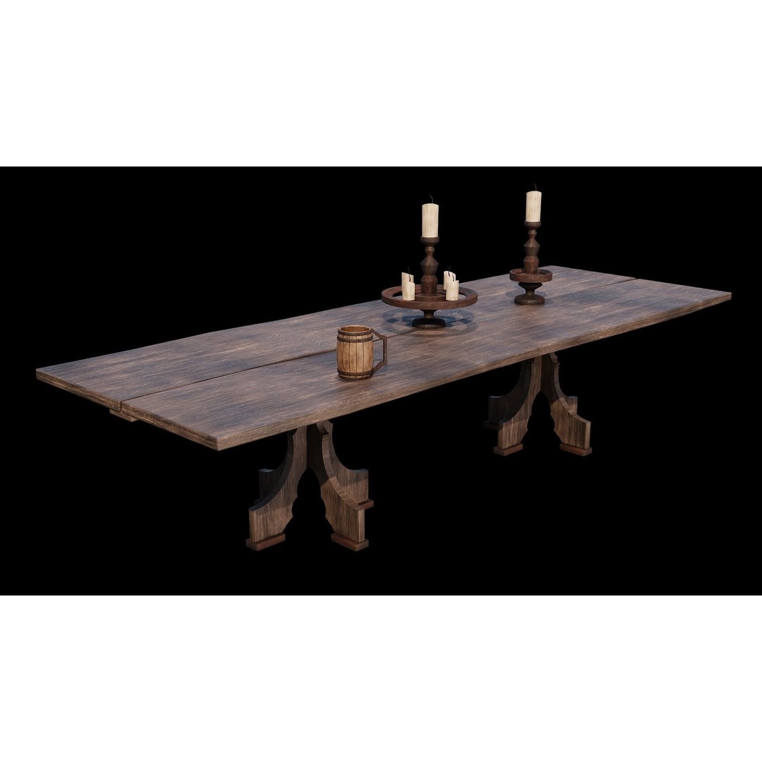 Wood Furniture 3D Model – PBR Low Poly Game Ready, FBX, OBJ, Blender - View 16