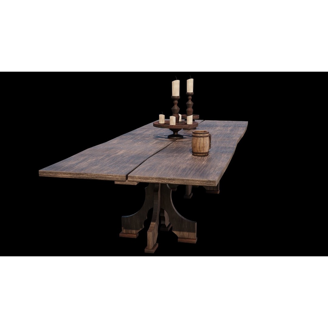 Wood Furniture 3D Model – PBR Low Poly Game Ready, FBX, OBJ, Blender - View 17