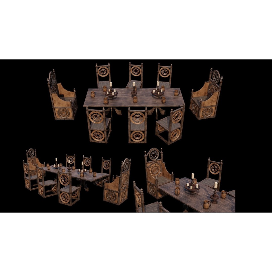 Wood Furniture 3D Model – PBR Low Poly Game Ready, FBX, OBJ, Blender - View 18