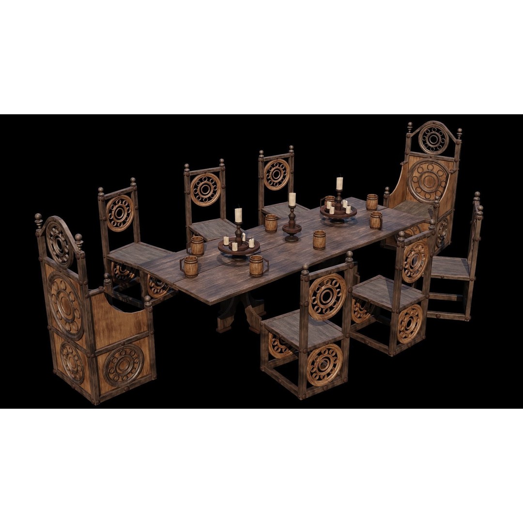 Wood Furniture 3D Model – PBR Low Poly Game Ready, FBX, OBJ, Blender - View 22