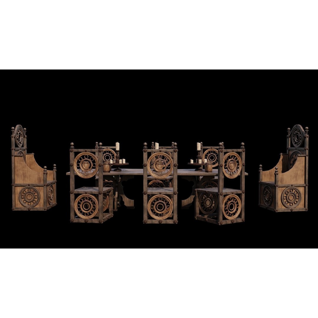 Wood Furniture 3D Model – PBR Low Poly Game Ready, FBX, OBJ, Blender - View 9