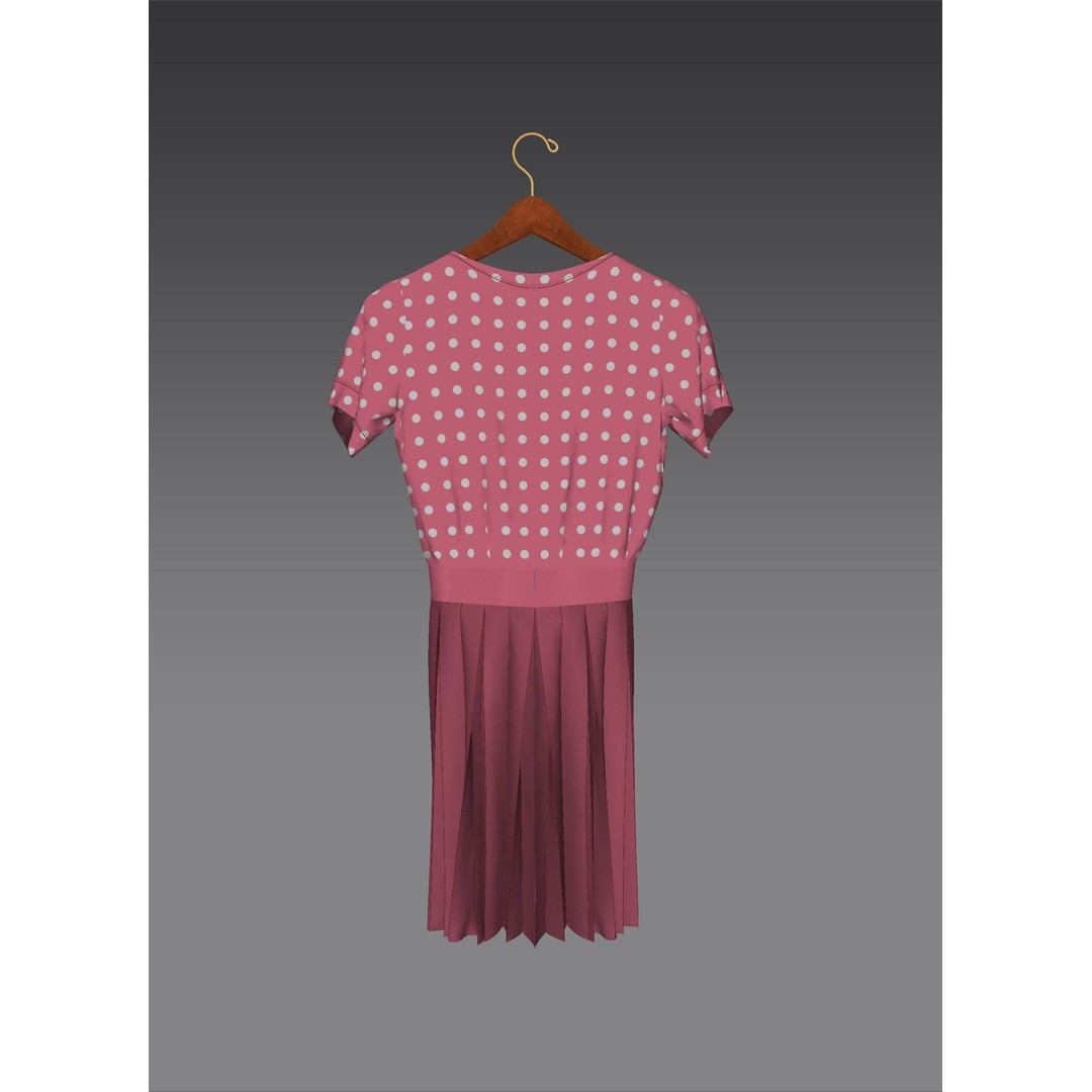 Pleated Dress 3D Model – Elegant Female Outfit, PBR Textures - View 40