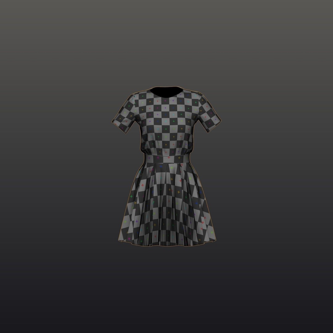 Pleated Dress 3D Model – Elegant Female Outfit, PBR Textures - View 42