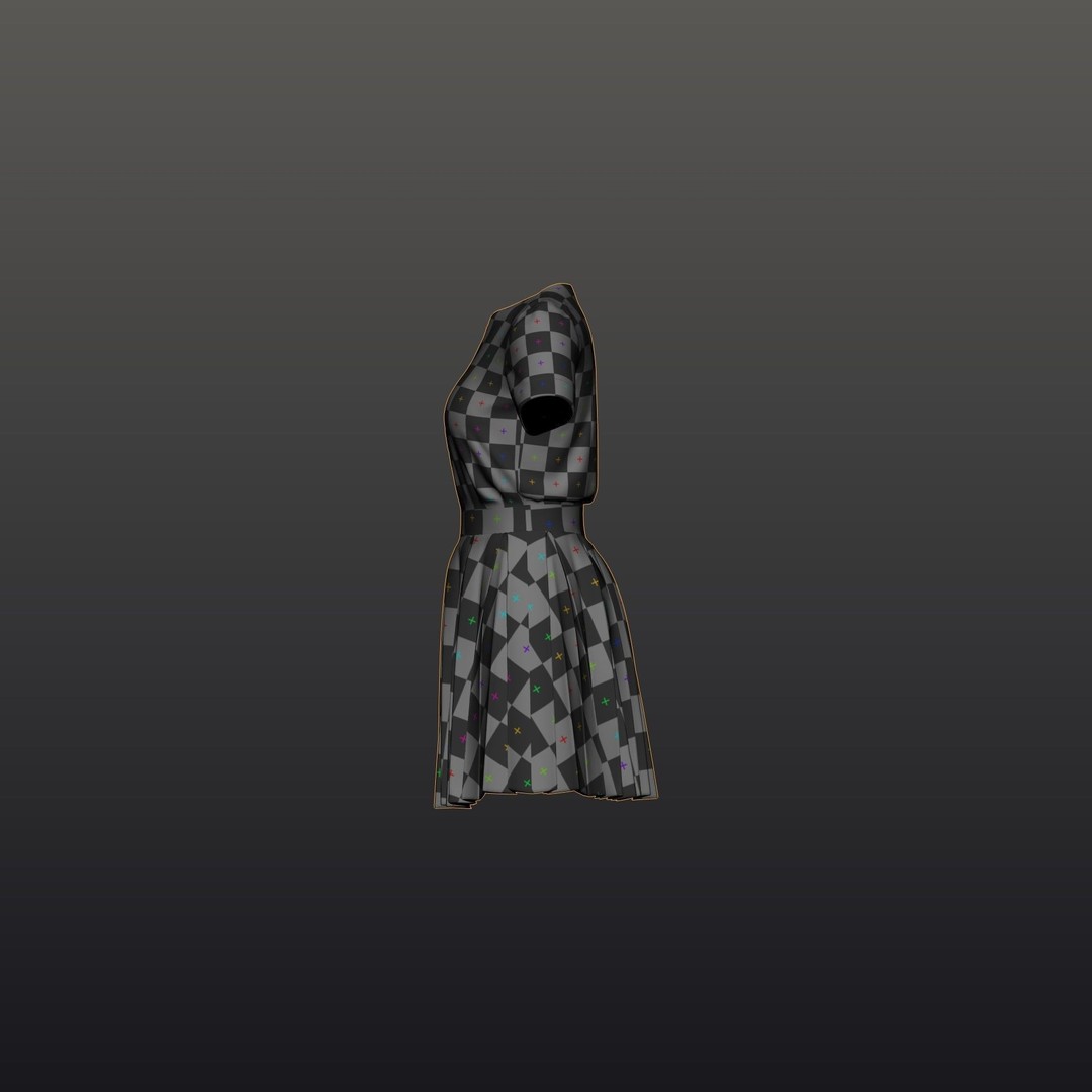 Pleated Dress 3D Model – Elegant Female Outfit, PBR Textures - View 43