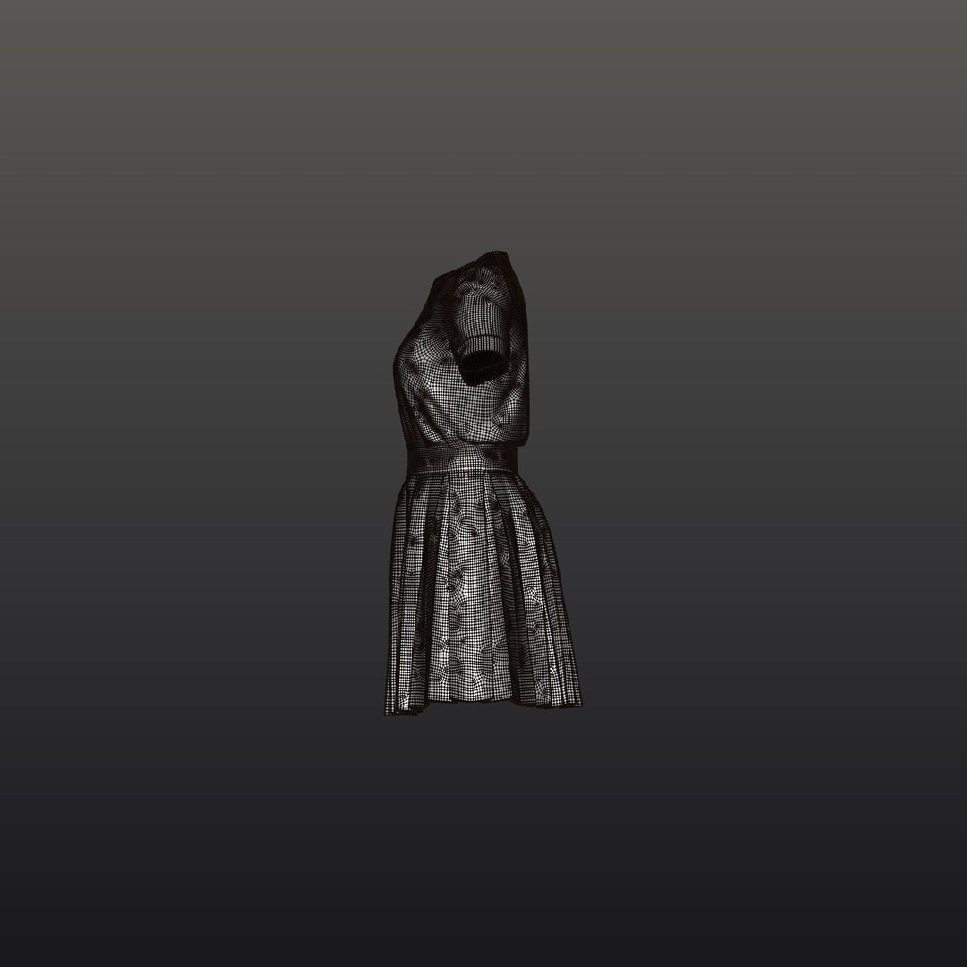 Pleated Dress 3D Model – Elegant Female Outfit, PBR Textures - View 44