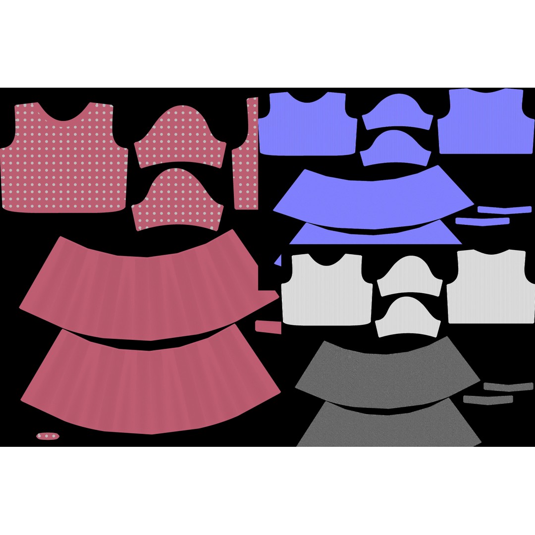 Pleated Dress 3D Model – Elegant Female Outfit, PBR Textures - View 47