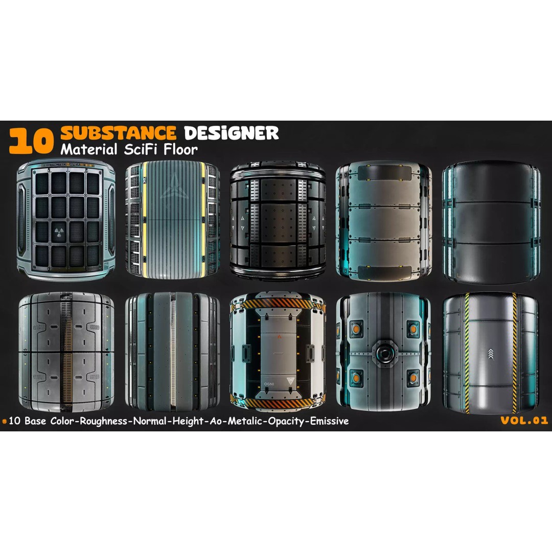 Sci-Fi Floor Texture 3D Model – Hardsurface PBR Materials, 4K - View 2