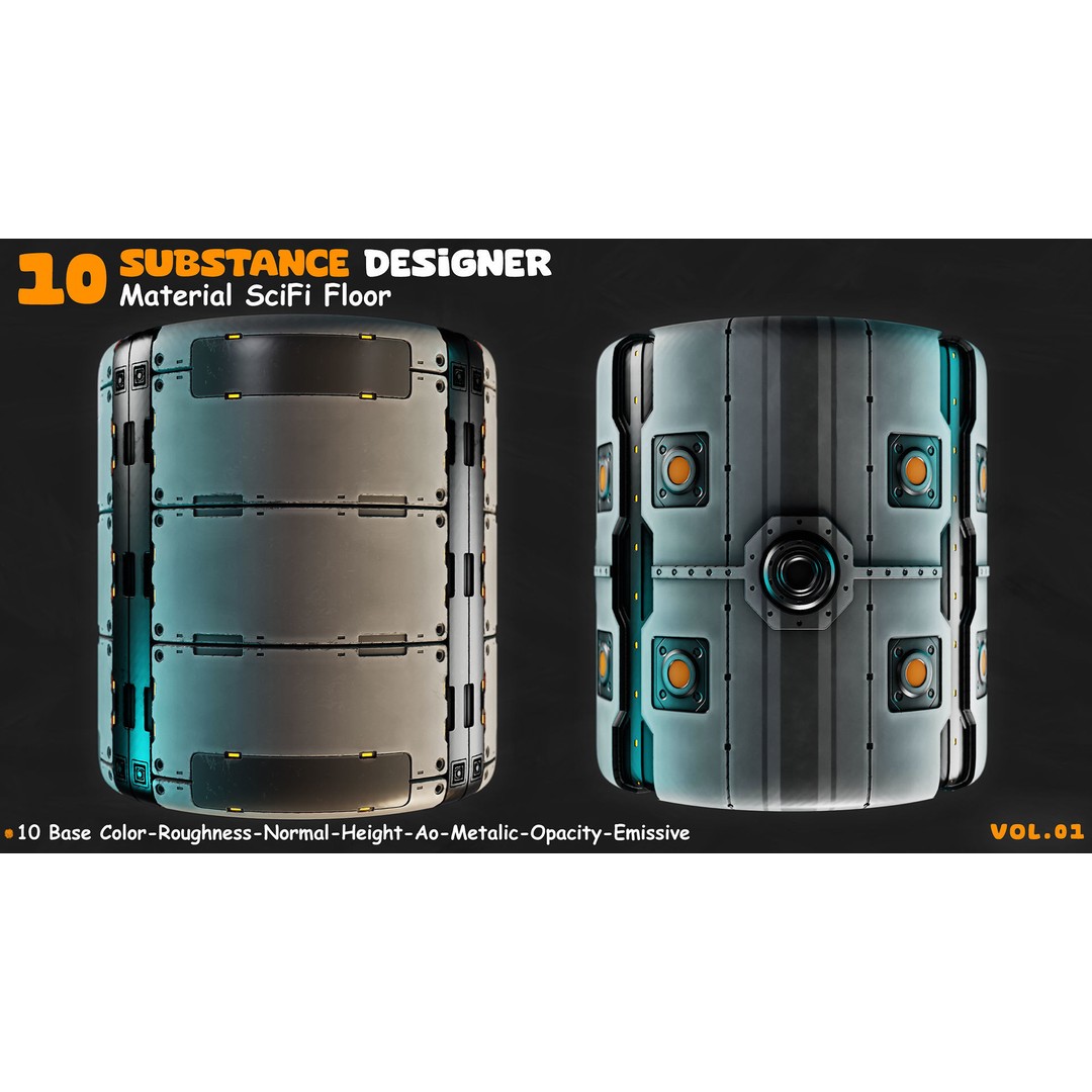 Sci-Fi Floor Texture 3D Model – Hardsurface PBR Materials, 4K - View 5