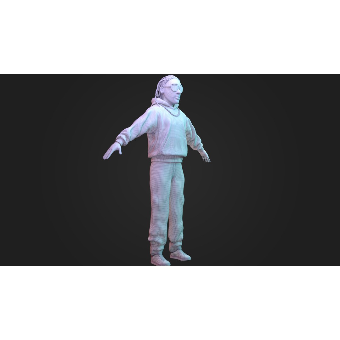 Hip-Hop Male Character 3D Model – Stylized Urban Artist, FBX/OBJ - View 10